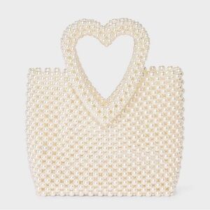Simulated Pearl Heart Beaded Mini Tote
Handbag - A New Day™ Cream